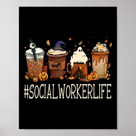Poster Social Worker Horror Fall Café Halloween Citrouill (Devant)