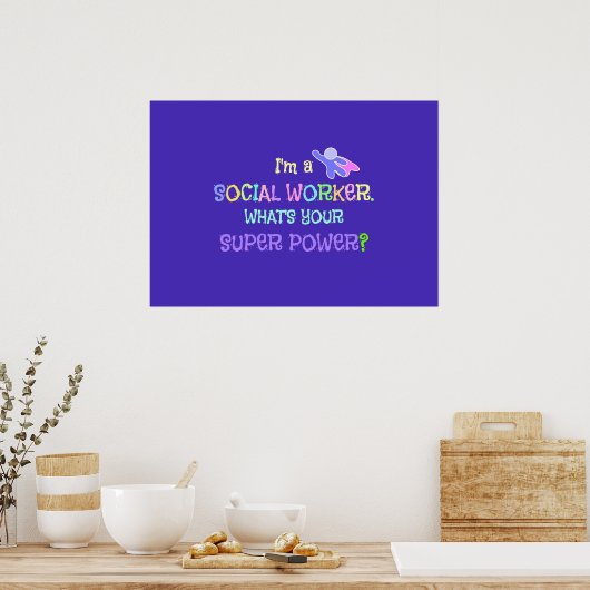 Poster Social Worker, Pastel Texte Funky Design (Cuisine)
