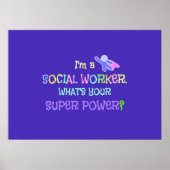 Poster Social Worker, Pastel Texte Funky Design (Devant)