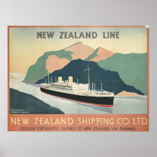 Poster Société d'expédition de Nouvelle-Zélande Vintage
