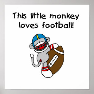 Poster Sock Monkey aime les t-shirts et cadeaux de footba