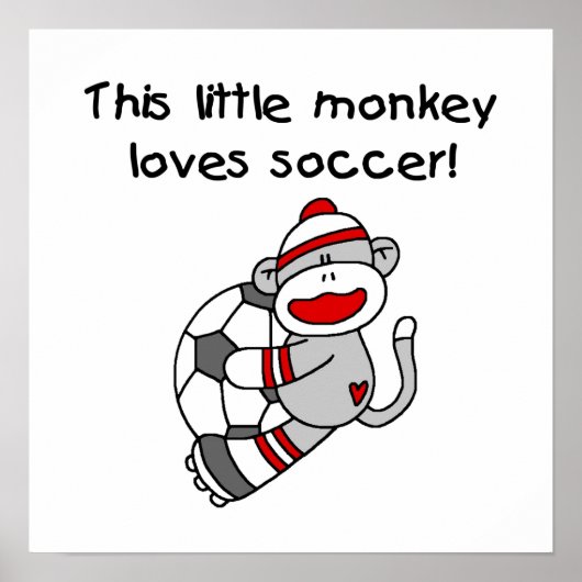 Poster Sock Monkey Loves Soccer T-shirts et cadeaux (Devant)