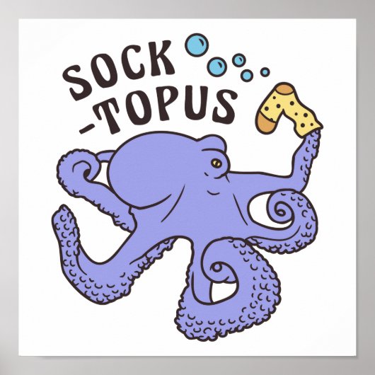 Poster Socktopus Bleu Octopus Avec Sock Funny Meme (Devant)