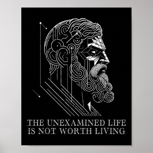 Poster Socrates Cite Le stoïcisme Dit Vie Non Examinée Ph (Devant)