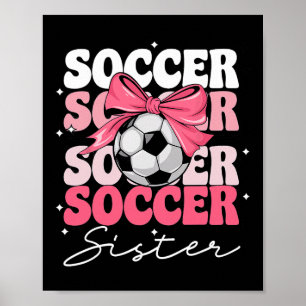 Poster Sœur de football groovy Coquette Bow Football _2