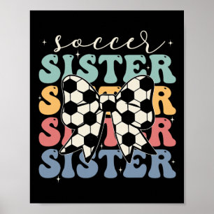 Poster Sœur de football Sœur amateur de sport vintage Mèr