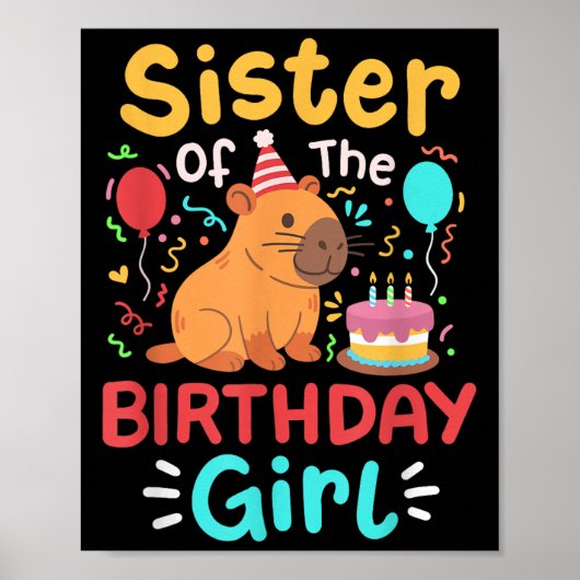 Poster Soeur De La Fille D'Anniversaire Capybara Annivers (Devant)