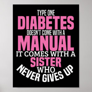 Poster Soeur du diabète Type 1 T1D Sensibilisation au dia