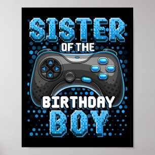 Poster Sœur du garçon d'anniversaire correspondant jeu vi