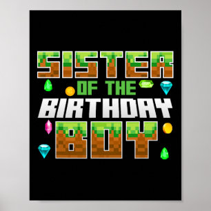 Poster Sœur du garçon d'anniversaire Joueur de jeux vidéo