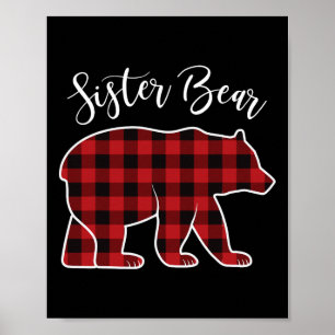 Poster Soeur Ours Pyjama Rouge Buffalo Noël Amusant Famil