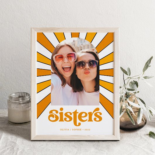 Poster Soeurs | Boho Retro Sun et photo