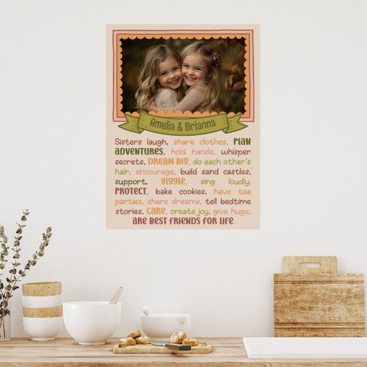 Poster Soeurs Coeur toucher & sentimental Photo Imprimer (Cuisine)
