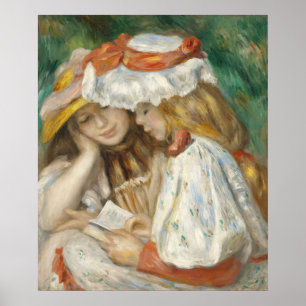 Poster Sœurs Vintage Cottagecore lisant dans un jardin ar