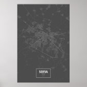 Poster Sofia, Bulgarie (blanc sur noir) (Devant)