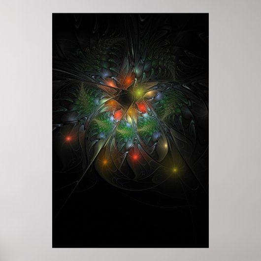 Poster Soft and tenderness fractal fantasy flowers (Devant)
