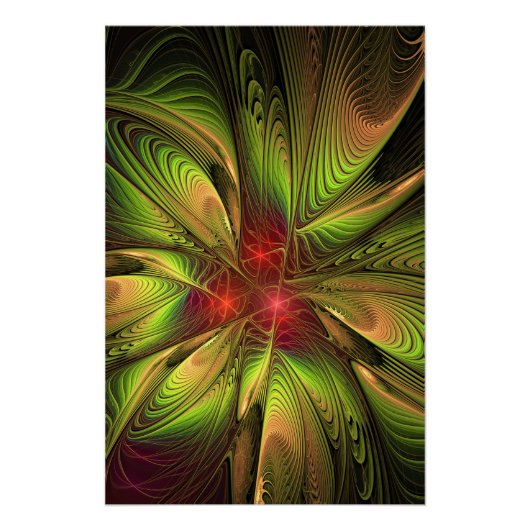 Poster Soft and tenderness fractal fantasy flowers (Devant)