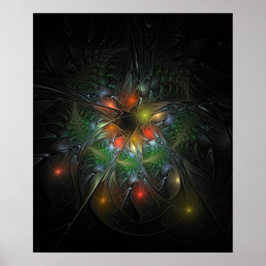 Poster Soft and tenderness fractal fantasy flowers  (Devant)