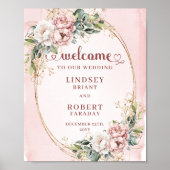 Poster Soft Blush Floral Eucalyptus Wedding Welcome Sign (Devant)