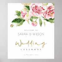 SOFT BLUSH FLORAL PEONY WATERCOLOR MARIAGE ACCUEIL