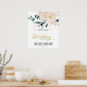 POSTER SOFT BLUSH GOLD FLORAL WATERCOLOR MARIAGE ACCUEIL (Cuisine)