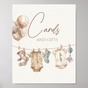 Poster Soft Boho Neutral Vêtements de bébé Cartes et Cade