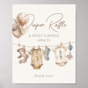 Poster Soft Boho Neutral Vêtements de bébé Déchets Raffle