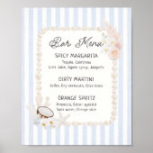 Poster Soft Coastal Bridal Shower Bar Menu (Devant)