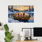 Poster Soft Coated Wheaten Terrier Christmas Boat Holiday (Bureau à domicile)