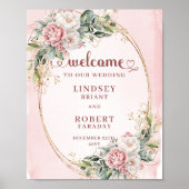 Poster Soft Dusty Pink Floral Greenery Welcome Sign (Devant)