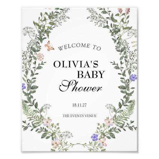 Poster Soft Green Boho Genre Neutre Baby shower (Devant)