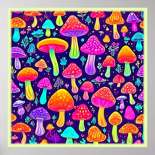 Poster Soft Neon : Patch pour champignon de dessin (Devant)