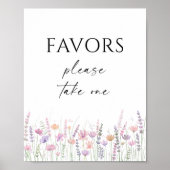 Poster Soft Pastel Floral Wildflower Wedding Favors Sign (Devant)
