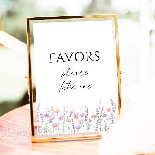 Poster Soft Pastel Floral Wildflower Wedding Favors Sign