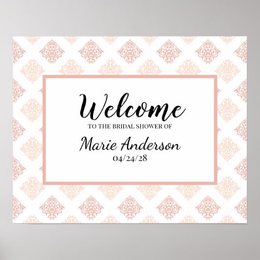 Poster Soft Peachy Blush Damask (Devant)