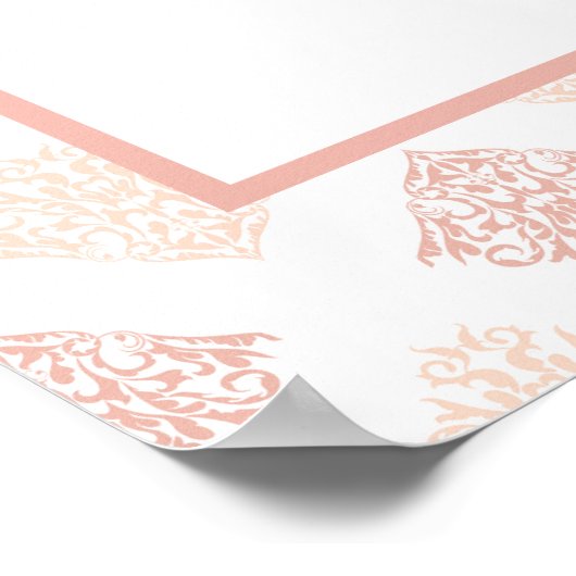 Poster Soft Peachy Blush Mariage damassé (Coin)