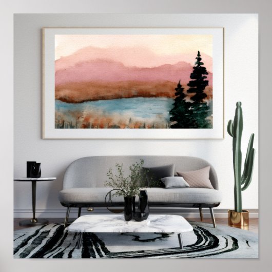 Poster Soft Watercolor Landscape Wall Art – Modern Minima (Devant)