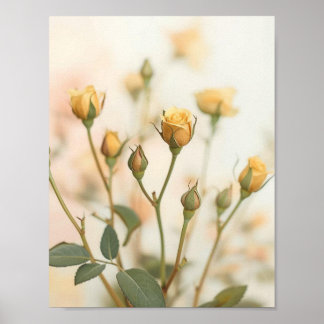 Poster  Soft Yellow Rose Buds Floral Design