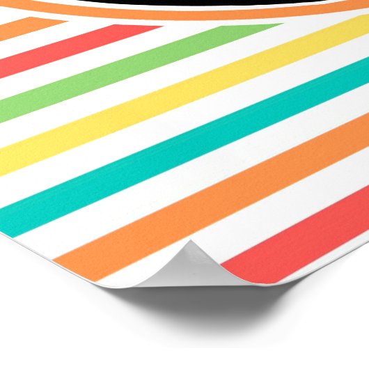 Poster Softball; Bright Rainbow Stripes (Coin)