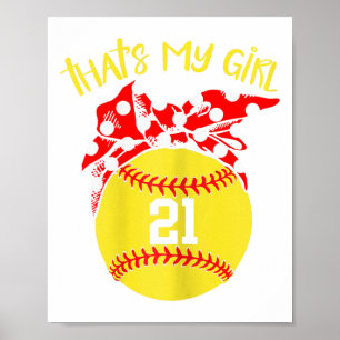 Poster Softball Chignon Décoiffé C'est Ma Fille #21 Maman