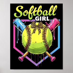 Poster Softball Drip Filles Crème Glacée Drip Softball Je