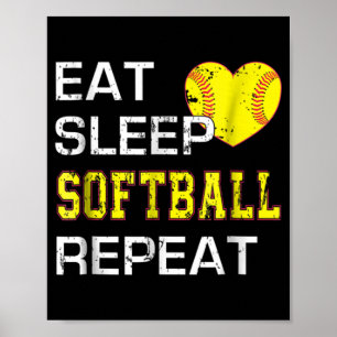 Poster Softball Eat Sleep Softball Répétition