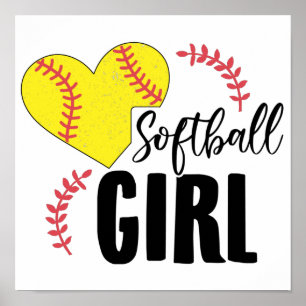Poster Softball Girl   Trainer Team Sport Gift Idea