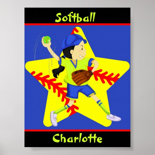 Poster Softball Girls Star Pitcher Personnalisé (Devant)
