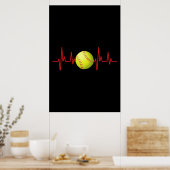 Poster Softball Heartbeat EKG (Cuisine)