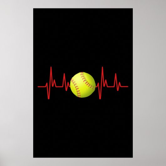 Poster Softball Heartbeat EKG (Devant)