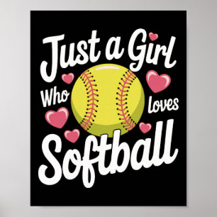 Poster Softball Juste Une Fille Qui Aime Le Softball