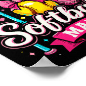 Poster Softball Mama Softball Coquette Bow Softball (Coin)