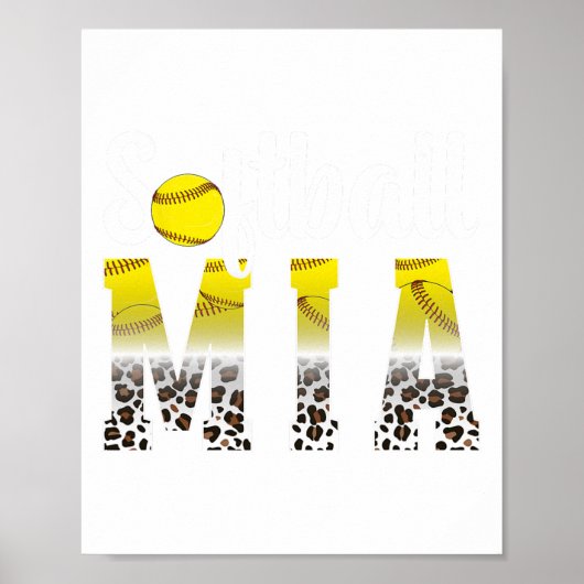 Poster Softball Mia Leopard Grandma Mia Of A Softball Pla (Devant)