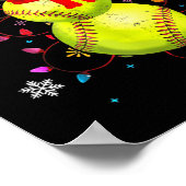 Poster Softball Noël Drôle Softball Bonhomme de neige Noë (Coin)